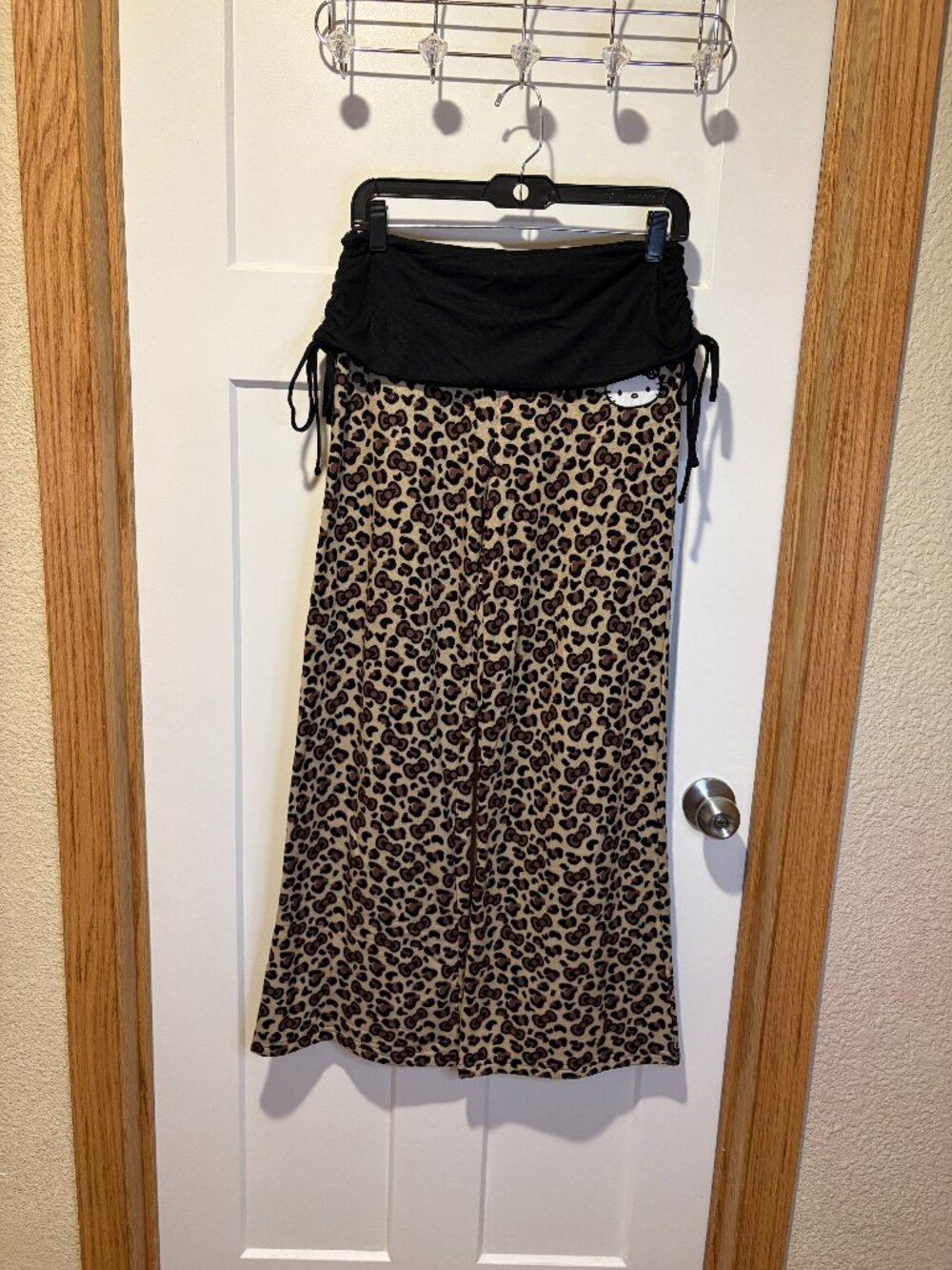 Sanrio Hello Kitty Leopard Print Foldover Waist Flare Pants Y2K Med NWOT